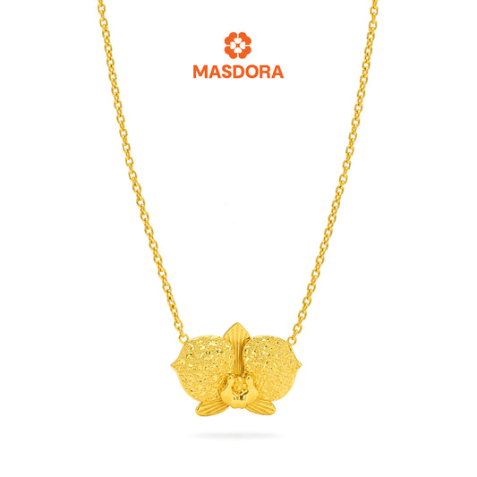 MASDORA 916 Gold Necklace Rantai Leher Emas ~ Mega Orchid - Seri Kuntum Collection (EMAS 916/22K)
