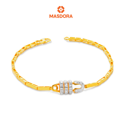 MASDORA 916 Gold Bracelet Rantai Tangan Emas ~ Duotone Locked Safety Pin (EMAS 916/22K)