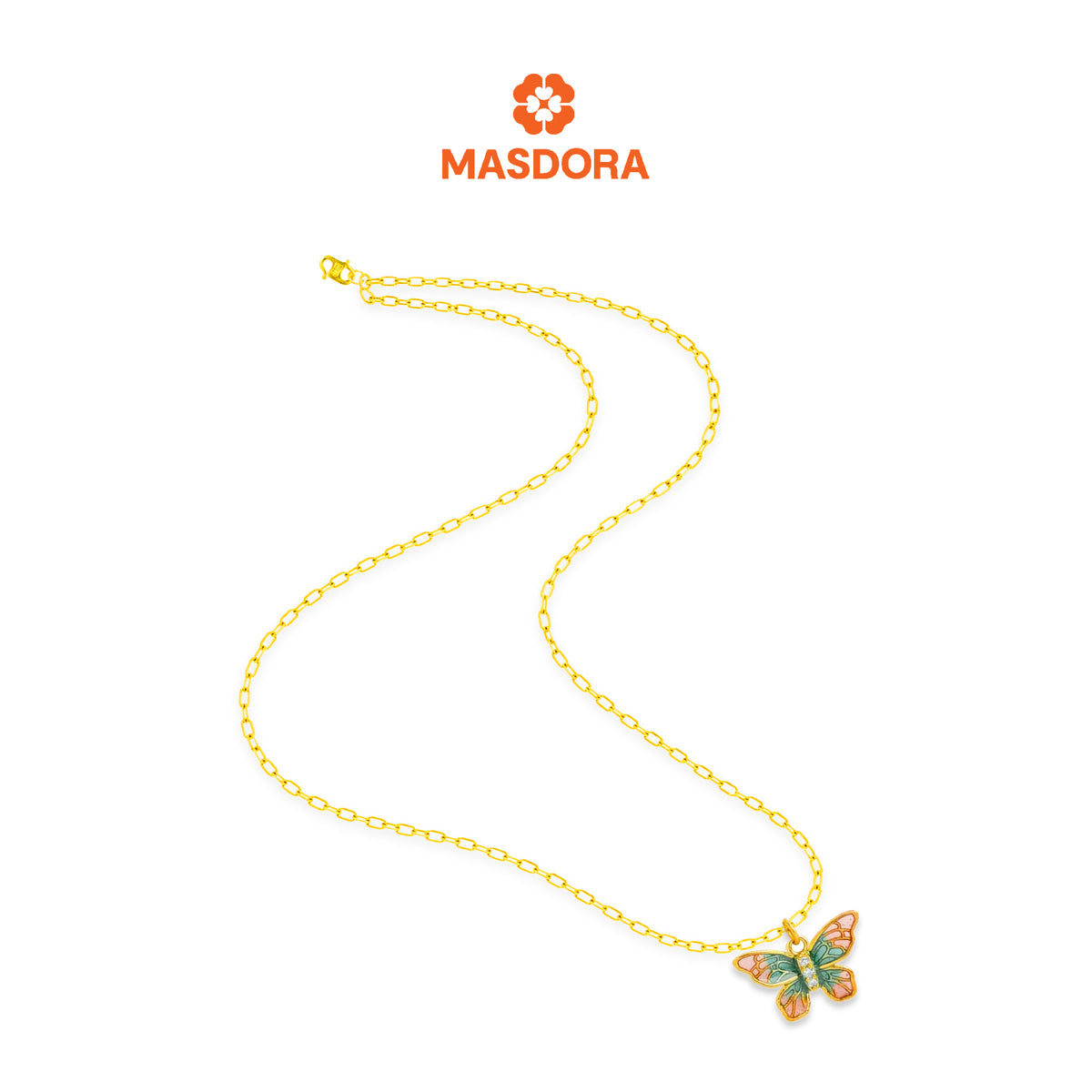 MASDORA 916 Gold Necklace Rantai Leher Emas ~ Belle Papillon (M) (EMAS 916/22K)