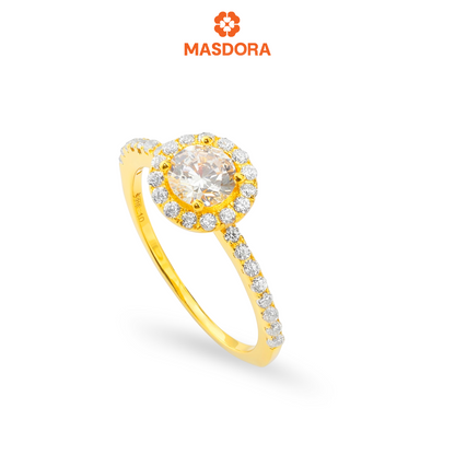 MASDORA 916 Gold Ring Rings Cincin Emas - Sparkling Double Halo (EMAS 916/22K)