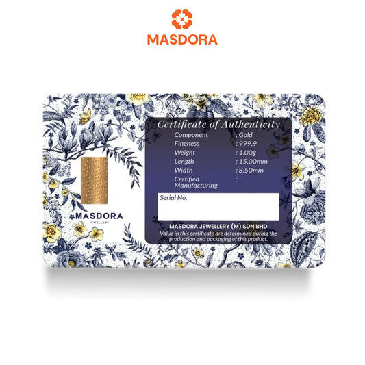MASDORA 999.9 Gold Bar 1.00GM Gift Series ~ Happy Birthday 1 (EMAS 999.9/24K)