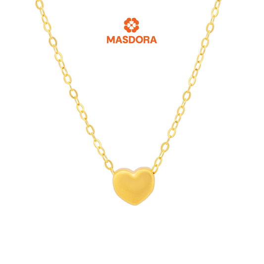 MASDORA 999 Gold Pendant Loket Emas ~ Mini Matte Love (EMAS 999/24K) -- FREE 925 SILVER NECKLACE!