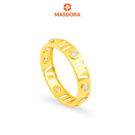 MASDORA 916 Gold Ring Rings Cincin Emas ~ Sparkling Roman Band (EMAS 916/22K)