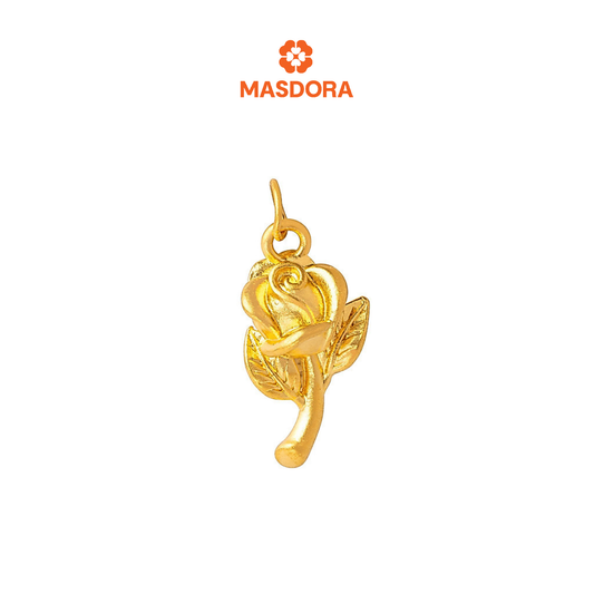 MASDORA 999 Gold Pendant Loket Emas ~ 3D Vast Rose (EMAS 999/24K) -- FREE 925 SILVER NECKLACE!