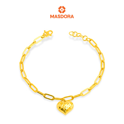 MASDORA 916 Gold Bracelet Rantai Tangan Emas ~ Elegant Fluffy Love Cutting (EMAS 916/22K)