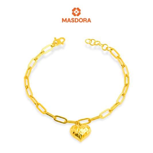 MASDORA 916 Gold Bracelet Rantai Tangan Emas ~ Elegant Fluffy Love Cutting (EMAS 916/22K)