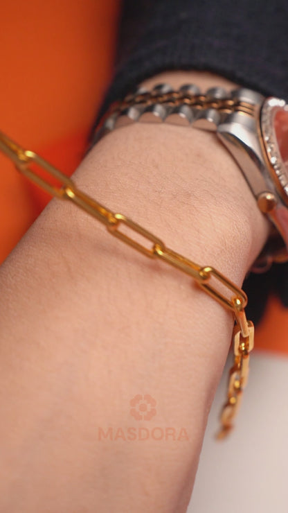 MASDORA 916 Gold Bracelet Rantai Tangan Emas ~ Golden Sleek Paperclip (EMAS 916/22K)