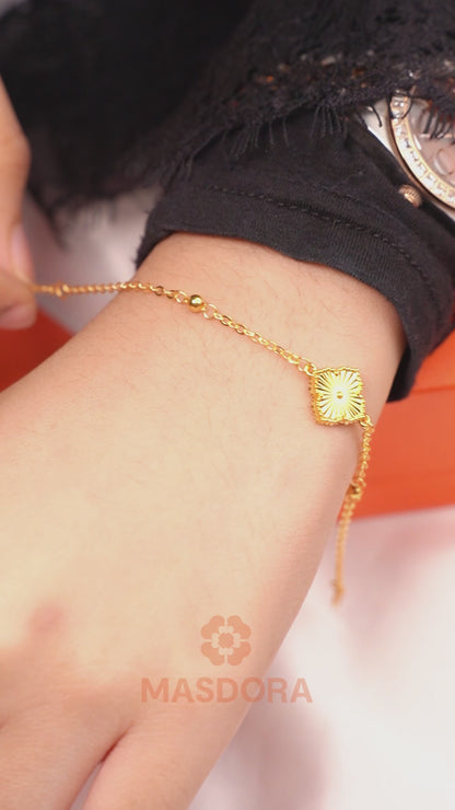 MASDORA 916 Gold Bracelet Rantai Tangan Emas ~ HG Golden Alhambra (1F) (EMAS 916/22K)
