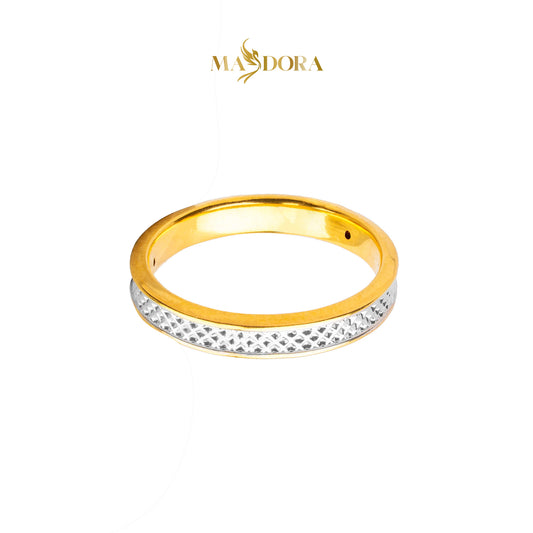 MASDORA 916 Gold Ring Rings Cincin Emas ~ HG Duotone Incised Band (EMAS 916/22K)