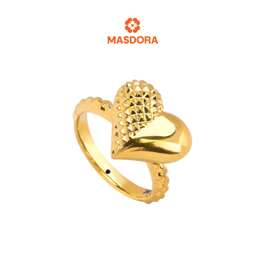 MASDORA 916 Gold Ring Rings Cincin Emas ~ HG Enormous Half Hearted (EMAS 916/22K)