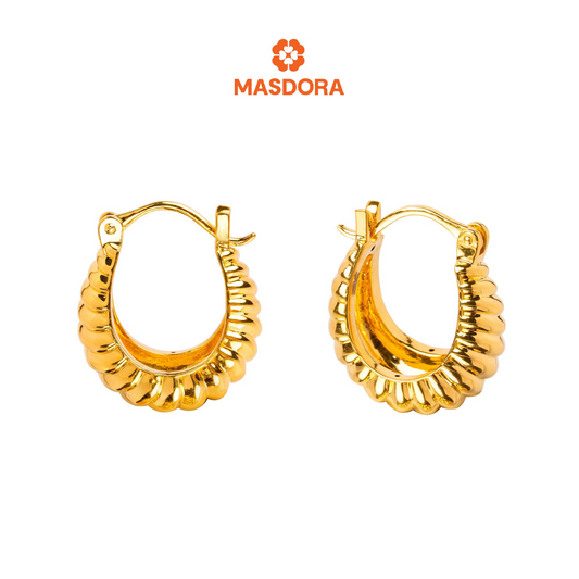 MASDORA 999 Gold Earring Earrings Subang Emas ~ Golden Leech Harp (EMAS 999/24K)