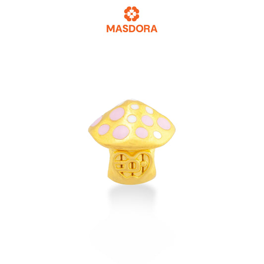 MASDORA 916 Gold Beads Bead Emas ~ HG Pink & White Mushroom (EMAS 916/22K)