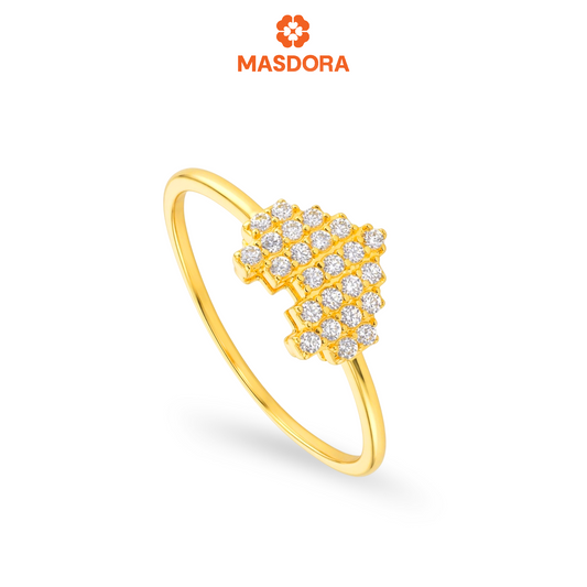 MASDORA 916 Gold Ring Rings Cincin Emas ~ Sparkling Tetris Heart (EMAS 916/22K)