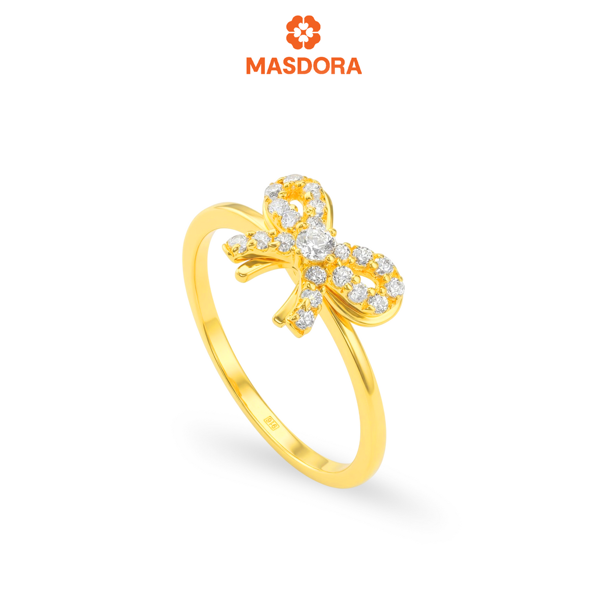 MASDORA 916 Gold Ring Rings Cincin Emas ~ Sparkling Cutie Ribbon (EMAS 916/22K)