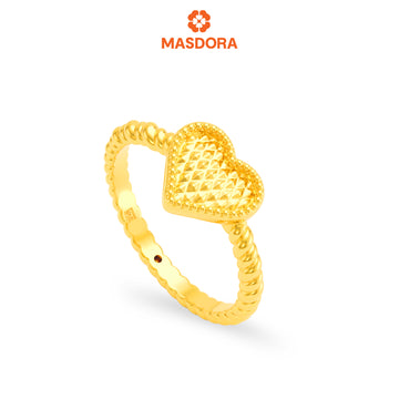 MASDORA 916 Gold Ring Rings Cincin Emas ~ HG Golden Sunken Love Cutting (EMAS 916/22K)