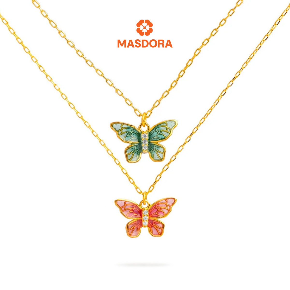MASDORA 916 Gold Necklace Rantai Leher Emas ~ Belle Papillon (L) (EMAS 916/22K)