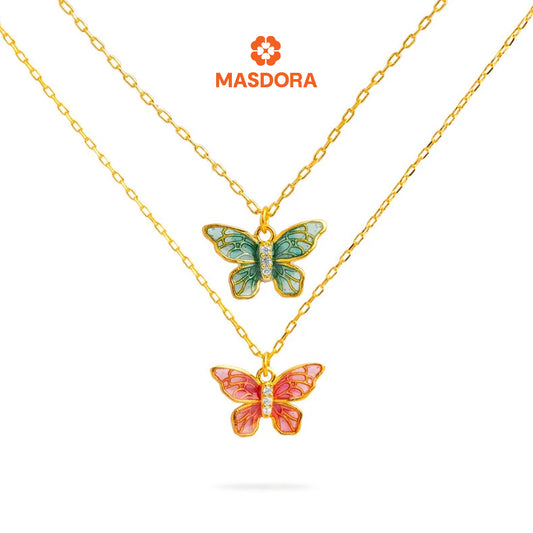MASDORA 916 Gold Necklace Rantai Leher Emas ~ Belle Papillon (L) (EMAS 916/22K)