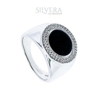 SILVERA 925 Silver Ring Rings Cincin Perak ~ Stunning Black Enamel Men Ring, 925 Silver by Masdora (A27795)