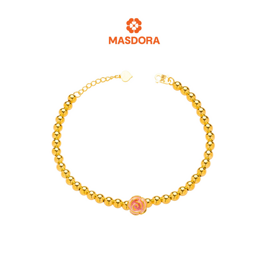 MASDORA 916 Gold Bracelet Rantai Tangan Emas ~ HG Glorious Rose Boba (Pink) (EMAS 916/22K)