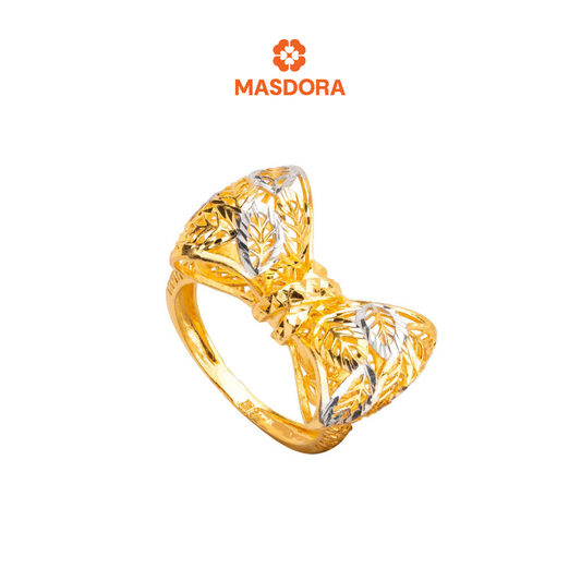 MASDORA 916 Gold Ring Rings Cincin Emas ~ Duotone Leafy Ribbonella (EMAS 916/22K)