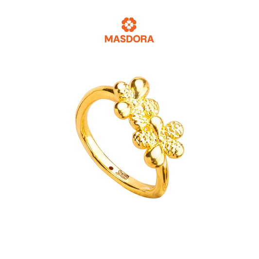 MASDORA 916 Gold Ring Rings Cincin Emas ~ HG Bubbly Double Daisy (EMAS 916/22K)