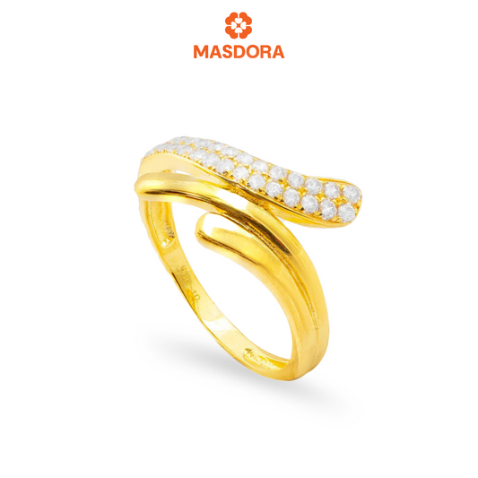 MASDORA 916 Gold Ring Rings Cincin Emas ~ Sparkling Swoosh (EMAS 916/22K)