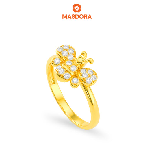 MASDORA 916 Gold Ring Rings Cincin Emas ~ Sparkling Honey Bee (EMAS 916/22K)