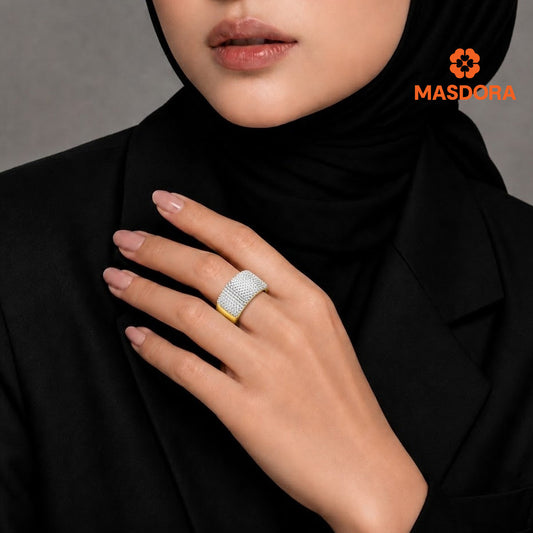 MASDORA 916 Gold Ring Rings Cincin Emas ~ HG Duotone Oro Diamond Glitz (8mm) (EMAS 916/22K)