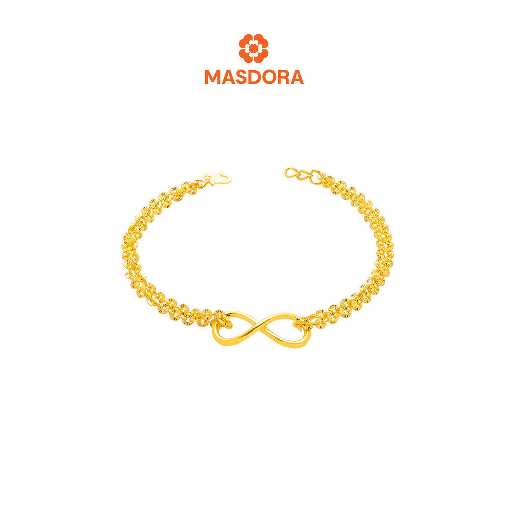 MASDORA 916 Gold Bracelet Rantai Tangan Emas ~ Shining Sauh Infinity Loop (EMAS 916/22K)
