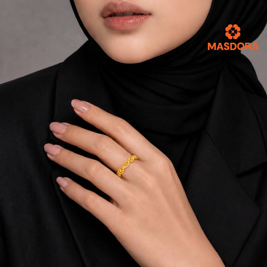 MASDORA 916 Gold Ring Rings Cincin Emas ~ Golden Curved Ribbon Band (EMAS 916/22K)