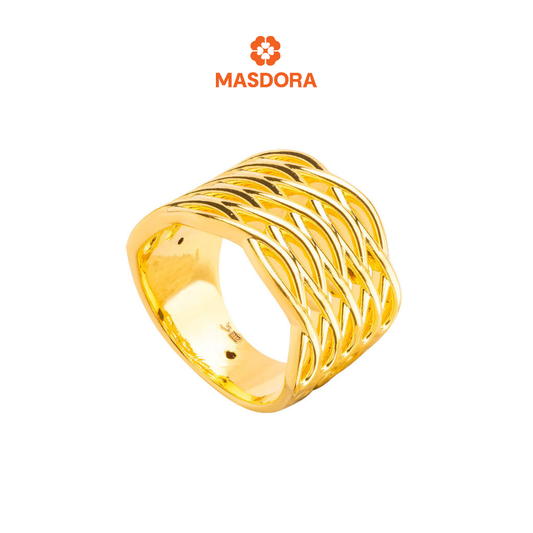 MASDORA 916 Gold Ring Rings Cincin Emas ~ HG Golden Quintuple Ripple (EMAS 916/22K)