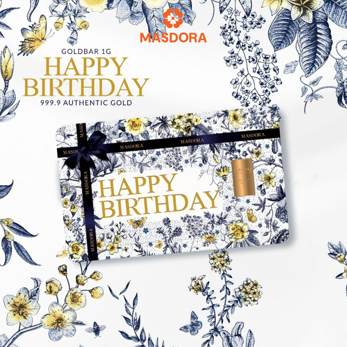 MASDORA 999.9 Gold Bar 1.00GM Gift Series ~ Happy Birthday 1 (EMAS 999.9/24K)