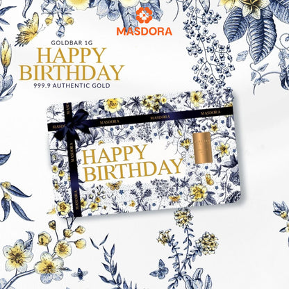 MASDORA 999.9 Gold Bar 1.00GM Gift Series ~ Happy Birthday 1 (EMAS 999.9/24K)