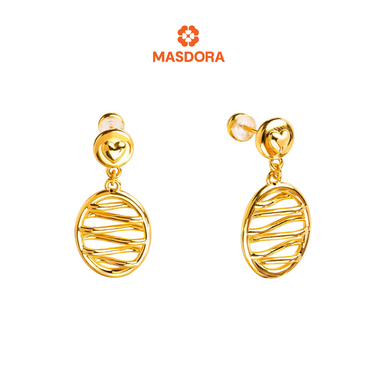 MASDORA 999 Gold Earring Earrings Emas ~ Golden Kinked Love (EMAS 999/24K)