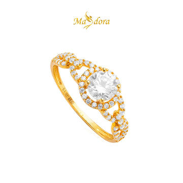 MASDORA 916 Gold Ring Rings Cincin Emas ~ Sparkling Elevated Halo (EMAS 916/22K)