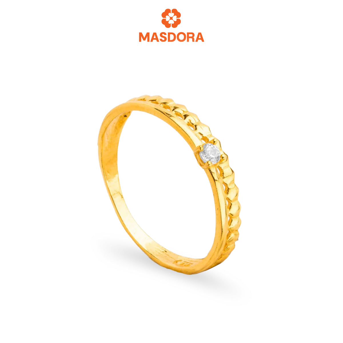 MASDORA 916 Gold Ring Rings Cincin Emas ~ Golden Honeycomb Solitaire (EMAS 916/22K)