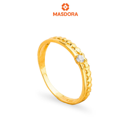 MASDORA 916 Gold Ring Rings Cincin Emas ~ Golden Honeycomb Solitaire (EMAS 916/22K)