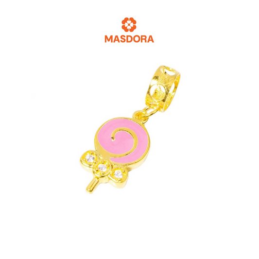 MASDORA 916 Gold Charms Charm Emas ~ Enamel Charm - Lollipop (EMAS 916/22K)