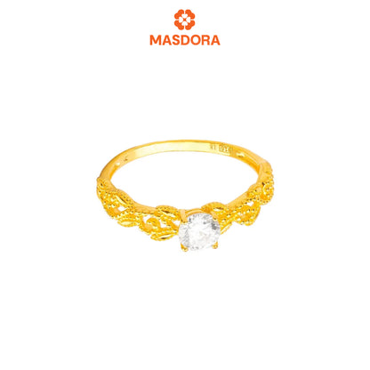 MASDORA 916 Gold Ring Rings Cincin Emas ~ Golden Leafy Solitaire (EMAS 916/22K)