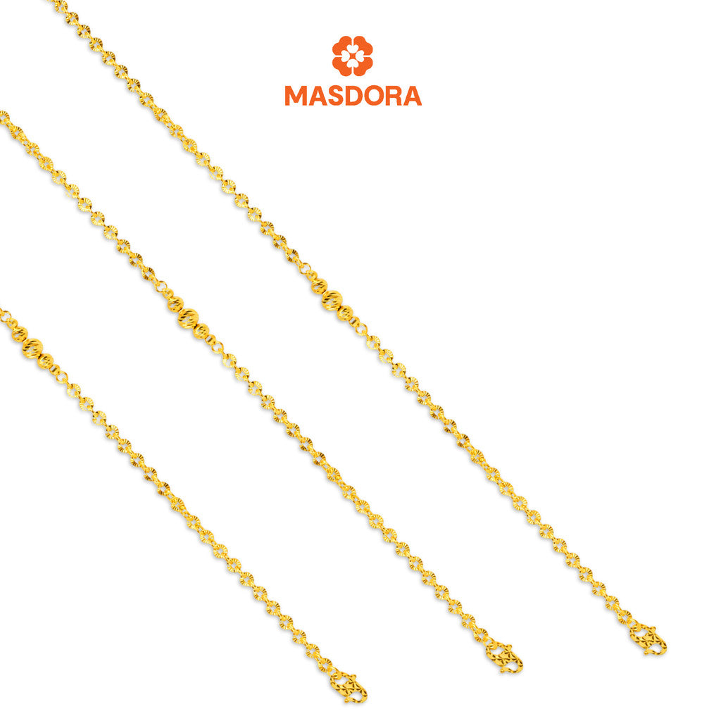 MASDORA 916 Gold Bracelet Rantai Tangan Emas ~ Shining Sauh Mini Disco Cutting Balls (EMAS 916/22K)