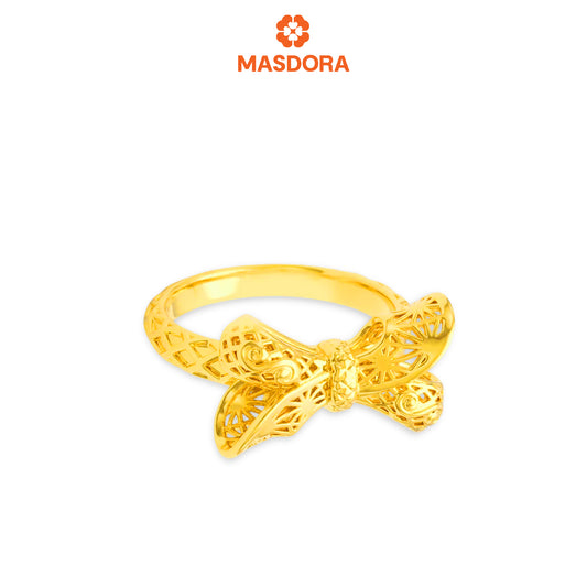 MASDORA 916 Gold Ring Rings Cincin Emas ~ HG Golden Filigree Ribbon (EMAS 916/22K)