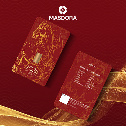 MASDORA 999.9 Gold Bar 1.00GM Calendar Year Collection ~ Golden Horse Lunar (EMAS 999.9/24K)