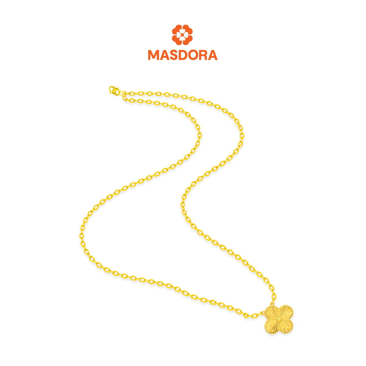 MASDORA 916 Gold Necklace Rantai Leher Emas ~ Clover - XL (EMAS 916/22K)