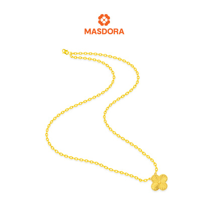 MASDORA 916 Gold Necklace Rantai Leher Emas ~ Clover - XL (EMAS 916/22K)