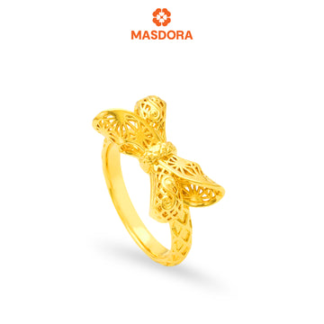 MASDORA 916 Gold Ring Rings Cincin Emas ~ HG Golden Filigree Ribbon (EMAS 916/22K)