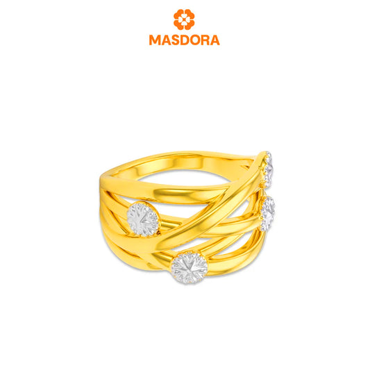 MASDORA 916 Gold Ring Rings Cincin Emas ~ HG Duotone Star Crisscross (EMAS 916/22K)