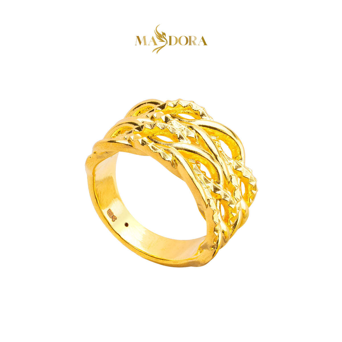 MASDORA 916 Gold Ring Rings Cincin Emas ~ HG Golden Crocheted Ripple (EMAS 916/22K)