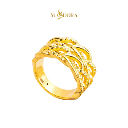 MASDORA 916 Gold Ring Rings Cincin Emas ~ HG Golden Crocheted Ripple (EMAS 916/22K)