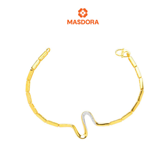 MASDORA 916 Gold Bracelet Rantai Tangan Emas ~ Duotone Elegant Sway Bamboo (EMAS 916/22K)