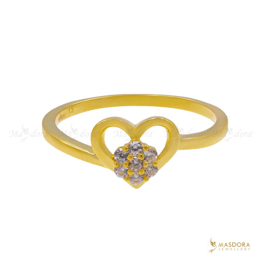 Masdora Sparkling Heart Love Ring (Emas 916)